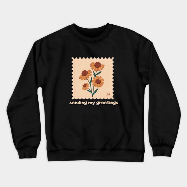 Daisies Minimalist Flora Positive Retro Vintage Crewneck Sweatshirt by Flowering Away